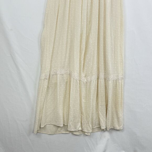 Knox Rose Clip Swiss Dot Ruffle Flared Sleeve Tiered Maxi Dress Ivory Size L - Picture 13 of 16